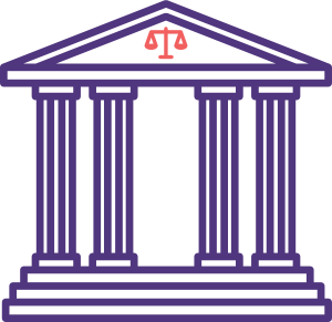 Image of a courthouse with scales of justice.