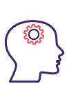 Outline of a head with a gear inside it.