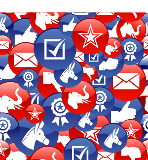 red white and blue election stickers