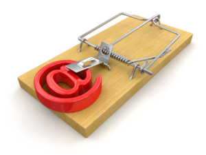 An @ sign in a mousetrap.