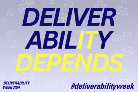 A banner saying "Deliver Ability Depends" with the hashtag deliverability week